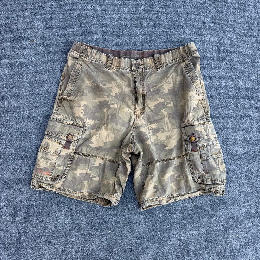 VTG Eddie Bauer EB-20 Safari Tree Camo Cargo Shorts Sz 35